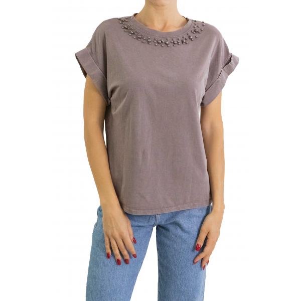Maglia girocollo con perle in argento 